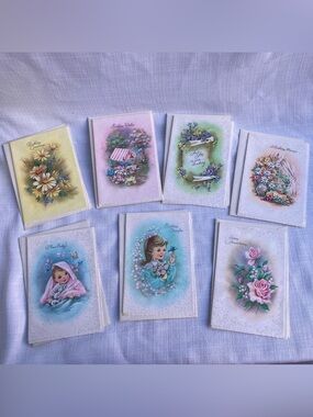 Set of 7 Coronation Vintage MCM Ephemera Greetings Cards!